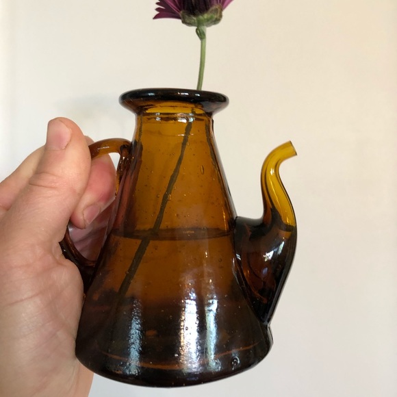 Vintage Other - Vintage Amber Glass Bud Vase/ Pitcher/Cruet